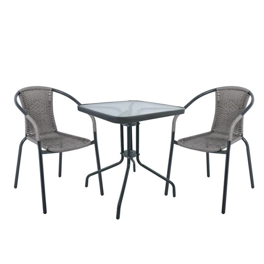 BALENO Set Κήπου - Βεράντας: Τραπέζι + 2 Πολυθρόνες Table:60x60x70 Seat:53x58x77 Μέταλλο Ανθρακί, Wicker Mixed Grey 1 BALENO Set Κήπου - Βεράντας: Τραπέζι + 2 Πολυθρόνες Table:60x60x70 Seat:53x58x77 Μέταλλο Ανθρακί, Wicker Mixed Grey
