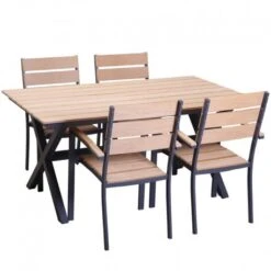 Set Mediterraneo/Ferrara Τραπεζαρία Κήπου Αλουμίνιου Polywood 160x92x74εκ 5τμχ