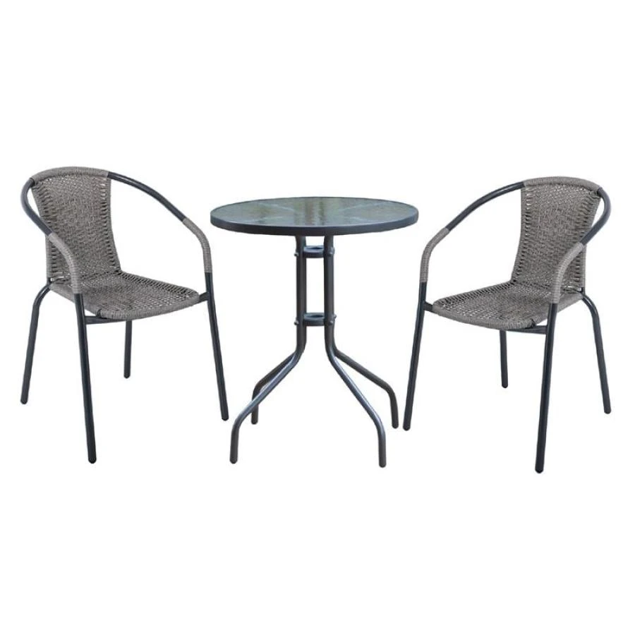 BALENO Set Κήπου - Βεράντας: Τραπέζι + 2 Πολυθρόνες Table:Φ70x70 Armchair:53x58x77 Μέταλλο Ανθρακί - Wicker Mixed Grey 1 BALENO Set Κήπου - Βεράντας: Τραπέζι + 2 Πολυθρόνες Table:Φ70x70 Armchair:53x58x77 Μέταλλο Ανθρακί - Wicker Mixed Grey