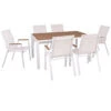 VIRNA Set Τραπεζαρία: Τραπέζι + 6 Πολυθρόνες, Table:150x90x73 Chair:56x63x90 Μέταλλο Βαφή Άσπρο, Polywood Φυσικό