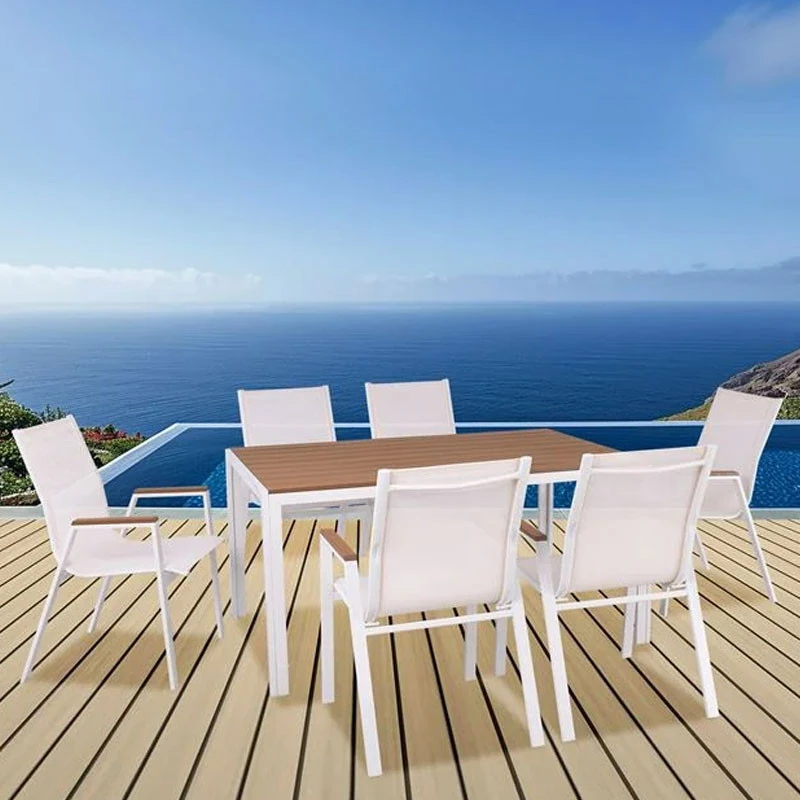 VIRNA Set Τραπεζαρία: Τραπέζι + 6 Πολυθρόνες, Table:150x90x73 Chair:56x63x90 Μέταλλο Βαφή Άσπρο, Polywood Φυσικό 2 VIRNA Set Τραπεζαρία: Τραπέζι + 6 Πολυθρόνες, Table:150x90x73 Chair:56x63x90 Μέταλλο Βαφή Άσπρο, Polywood Φυσικό - Image 2