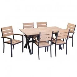 Set Mediterraneo/Ferrara Τραπεζαρία Κήπου Αλουμίνιου Polywood 160x92x74εκ 7τμχ