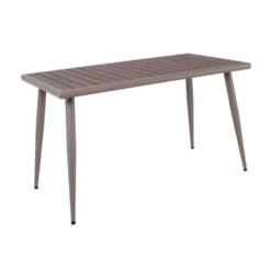 SERRANO Τραπέζι Κήπου-Βεράντας 150x80x75εκ Μέταλλο Βαφή Sand Beige, Επιφάνεια Polywood Καρυδί