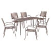 SERRANO Set Κήπου: Τραπέζι + 6 Πολυθρόνες, Table:130x70x75 Chair:56x64x88 Μέταλλο Βαφή Sand Beige, Polywood Καρυδί
