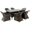 MONTANA Set Τραπεζαρία Κήπου:6 Πολυθρόνες+Τραπέζι, Table:180x90x75 Chair:60x72x85 Αλουμίνιο- Wicker Grey Brown με Μαξιλάρια
