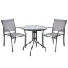 LANGLEY Set Κήπου: Τραπέζι + 2 Πολυθρόνες Στοιβαζόμενες Table:Φ60x70εκ Chair:55x68x87 Μέταλλο Ανθρακί,Textilene Γκρι