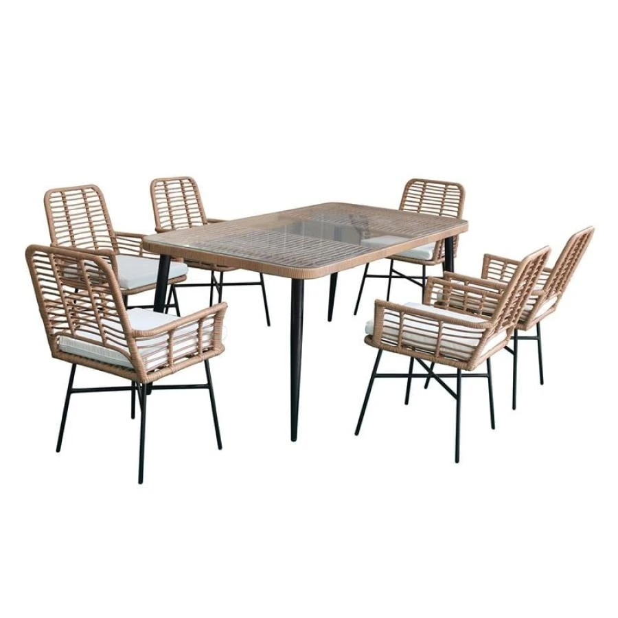 SALSA Τραπεζαρία Κήπου:Tab:180x90x74 Armch:58x63x85εκ Μέταλλο Βαφή Μαύρο, Wicker Φυσικό: 6 Πολυθρόνες+Τραπέζι, Μαξ.Άσπρο 1 SALSA Τραπεζαρία Κήπου:Tab:180x90x74 Armch:58x63x85εκ Μέταλλο Βαφή Μαύρο, Wicker Φυσικό: 6 Πολυθρόνες+Τραπέζι, Μαξ.Άσπρο