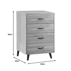 Συρταριέρα Adrenile Pakoworld Mdf σε φυσική απόχρωση και μαύρο μεταλλικό πόδι 80x40x84εκ