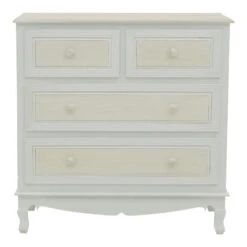 Συρταριέρα Joliene Inart Mdf σε λευκή αντικέ-φυσική απόχρωση 80x40x80εκ