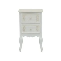 Συρταριέρα Pazlen Inart Mdf σε λευκή αντικέ απόχρωση 40x45x65εκ