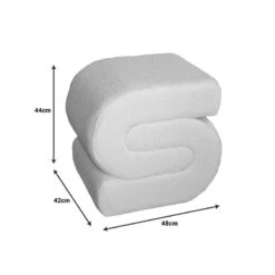 Σκαμπό Escargot Inart μπουκλέ ύφασμα σε λευκή απόχρωση 48x42x44εκ -Vougioukas skampo escargot inart mpoikle iphasma se leiki apochrosi 48 42 44ek 3