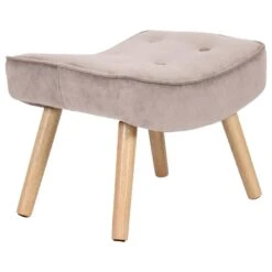 ALMA Σκαμπό - Υποπόδιο, 52x38x35εκ Ύφασμα Velure Ανοιχτό Καφέ, Πόδια Φυσικό, K/D