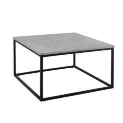 TEXAS Τραπεζάκι Σαλονιού Καθιστικού, 80x80x45εκ Μέταλλο Βαφή Μαύρο - Cement