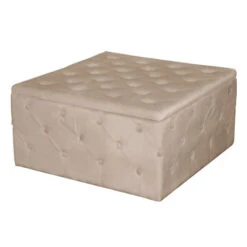 TIBOR Σκαμπό Αποθηκευτικό, Ύφασμα Velure 80x80x41εκ Απόχρωση Cappuccino