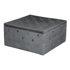 TIBOR Σκαμπό Αποθηκευτικό, Ύφασμα Velure 80x80x41εκ Απόχρωση Γκρι