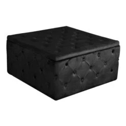 TIBOR Σκαμπό Αποθηκευτικό, Ύφασμα Velure 80x80x41εκ Απόχρωση Μαύρο