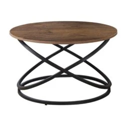 TORRE Τραπεζάκι Σαλονιού- Καθιστικού, Μέταλλο Βαφή Μαύρο, Φ79x46εκ Απόχρωση Σκούρο Καρυδί