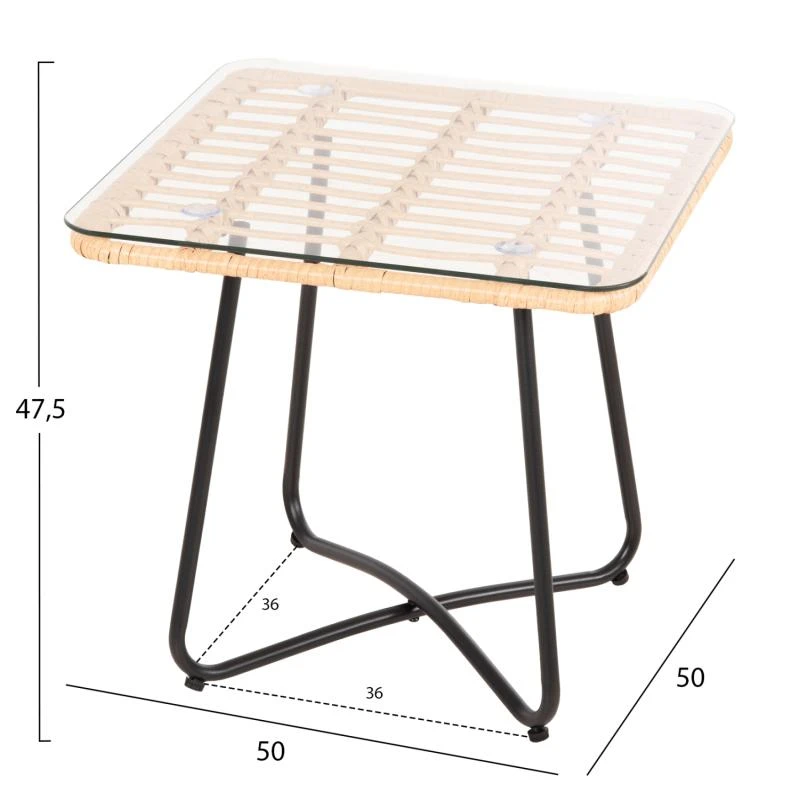 ΤΡΑΠΕΖΑΚΙ GERRY HM5717.11 ΜΕ WICKER ΜΠΕΖ-ΜΑΥΡΟ ΜΕΤΑΛ.ΣΚΕΛΕΤΟ 50x50x47,5Υεκ. 2 ΤΡΑΠΕΖΑΚΙ GERRY HM5717.11 ΜΕ WICKER ΜΠΕΖ-ΜΑΥΡΟ ΜΕΤΑΛ.ΣΚΕΛΕΤΟ 50x50x47,5Υεκ. - Image 2