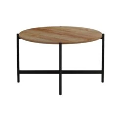 Τραπεζάκι σαλονιού Aisle Pakoworld μελαμίνης φυσικό-μαύρο Φ80x45εκ