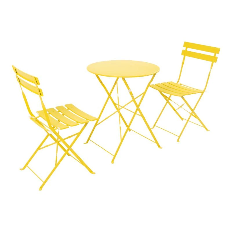 Τραπεζαρία Bistro 3τεμ Pakoworld μεταλλική αναδιπλούμενη σε κίτρινη απόχρωση Φ60x71εκ 2 Τραπεζαρία Bistro 3τεμ Pakoworld μεταλλική αναδιπλούμενη σε κίτρινη απόχρωση Φ60x71εκ - Image 2