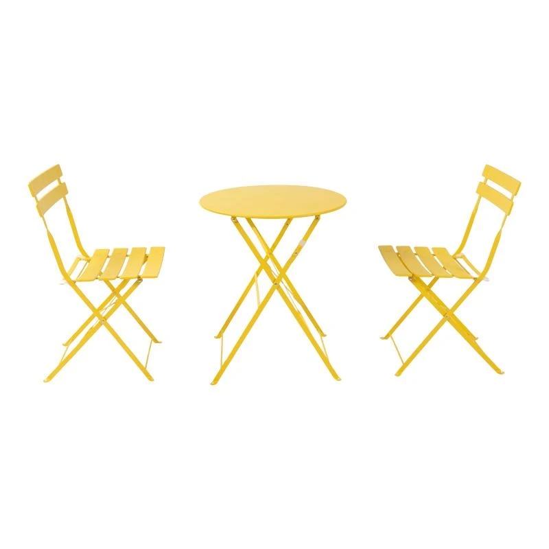 Τραπεζαρία Bistro 3τεμ Pakoworld μεταλλική αναδιπλούμενη σε κίτρινη απόχρωση Φ60x71εκ 1 Τραπεζαρία Bistro 3τεμ Pakoworld μεταλλική αναδιπλούμενη σε κίτρινη απόχρωση Φ60x71εκ