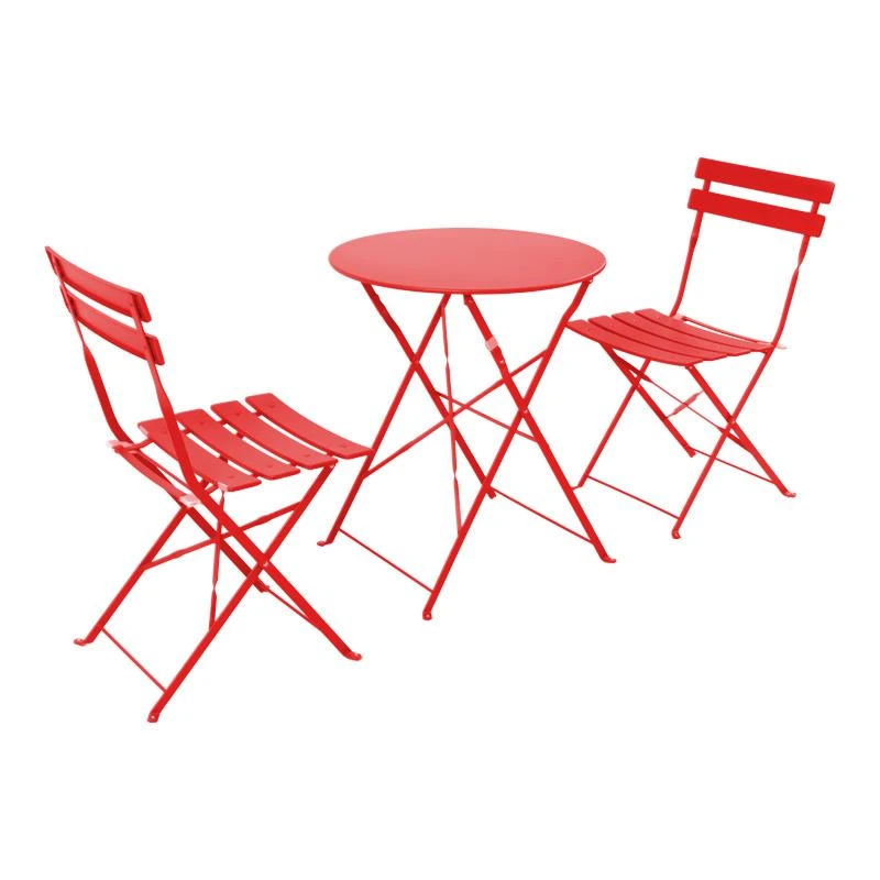 Τραπεζαρία Bistro 3τεμ Pakoworld μεταλλική αναδιπλούμενη σε κόκκινη απόχρωση Φ60x71εκ 2 Τραπεζαρία Bistro 3τεμ Pakoworld μεταλλική αναδιπλούμενη σε κόκκινη απόχρωση Φ60x71εκ - Image 2