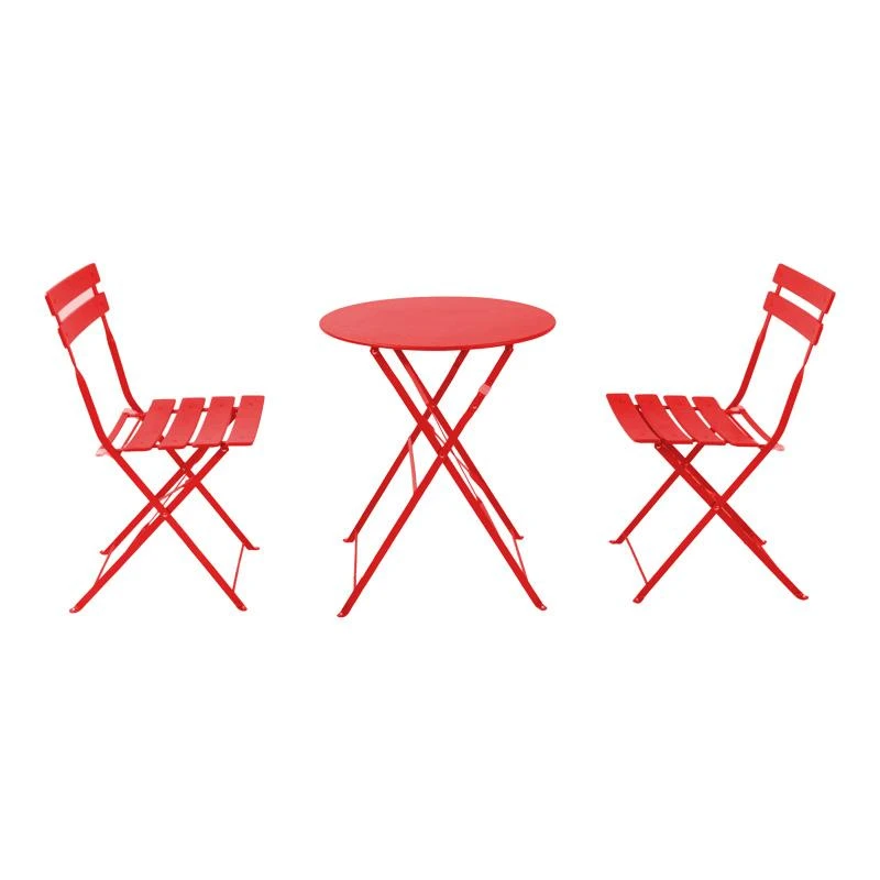 Τραπεζαρία Bistro 3τεμ Pakoworld μεταλλική αναδιπλούμενη σε κόκκινη απόχρωση Φ60x71εκ 1 Τραπεζαρία Bistro 3τεμ Pakoworld μεταλλική αναδιπλούμενη σε κόκκινη απόχρωση Φ60x71εκ