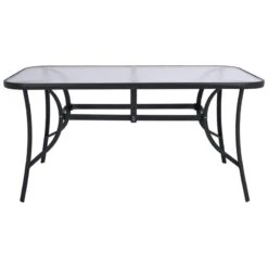 ΤΡΑΠΕΖΙ BRUNO 150X90Χ72Υεκ. ΓΚΡΙ ΜΕΤΑΛΛΙΚΟ ΜΕ ΓΥΑΛΙΝΗ ΕΠΙΦΑΝΕΙΑ HM5145.01