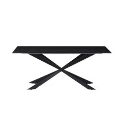 Τραπέζι Cozline Inart μαύρο μαρμάρου Sintered Stone-πόδι μαύρο μέταλλο 180x90x76εκ