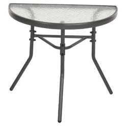 ΤΡΑΠΕΖΙ ΗΜΙΚΥΚΛΙΚΟ LIMA HM5967.01 ΜΕΤΑΛΛΙΚΟ ΓΚΡΙ ΜΕ ΓΥΑΛΙΝΟ TOP 70x40x64,5Υεκ. -Vougioukas trapezi imikikliko lima hm5967 01 metalliko gkri me gialino top 70 40 645iek 1 4