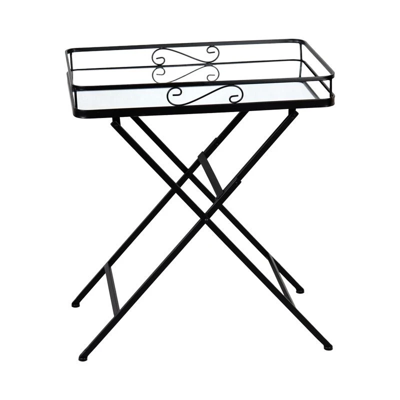 Τραπέζι Joene Inart πτυσσόμενο μαύρο μέταλλο-γυαλί καθρέπτη 60x38x68εκ 2 Τραπέζι Joene Inart πτυσσόμενο μαύρο μέταλλο-γυαλί καθρέπτη 60x38x68εκ - Image 2