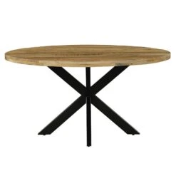 Τραπέζι Royalty Pakoworld μασίφ ξύλο Mango 4εκ καρυδί-πόδι μαύρο Φ150x77εκ 6 Τραπέζι Royalty Pakoworld μασίφ ξύλο Mango 4εκ καρυδί-πόδι μαύρο Φ150x77εκ -Vougioukas trapezi royalty pakoworld masiph ksilo mango 4ek karithi pothi mairo ph150 77ek 2