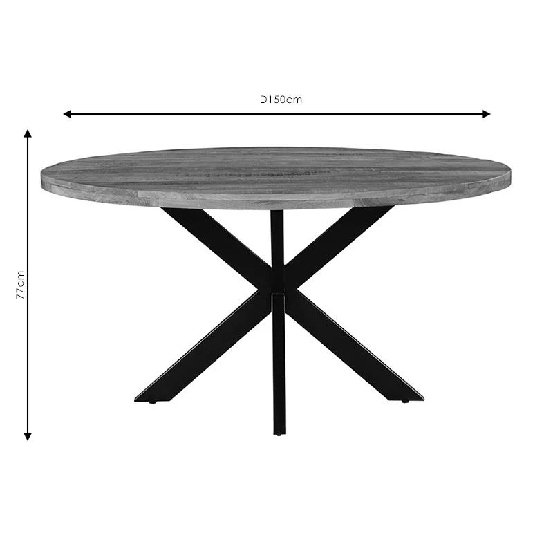 Τραπέζι Royalty Pakoworld μασίφ ξύλο Mango 4εκ καρυδί-πόδι μαύρο Φ150x77εκ 4 Τραπέζι Royalty Pakoworld μασίφ ξύλο Mango 4εκ καρυδί-πόδι μαύρο Φ150x77εκ - Image 4