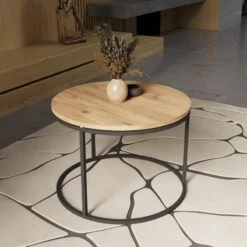 Τραπέζι σαλονιού Drion Pakoworld Oak μελαμίνης-μαύρο μέταλλο Φ60x40εκ 7 Τραπέζι σαλονιού Drion Pakoworld Oak μελαμίνης-μαύρο μέταλλο Φ60x40εκ -Vougioukas trapezi salonioi drion pakoworld oak melaminis mairo metallo ph60 40ek 2