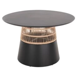 ΤΡΑΠΕΖΙ ΣΤΡΟΓΓΥΛΟ SAEID HM6106.01 ΑΝΘΡΑΚΙ ΑΛΟΥΜΙΝΙΟ-ΜΠΕΖ ΣΧΟΙΝΙ Φ120x75Υεκ.