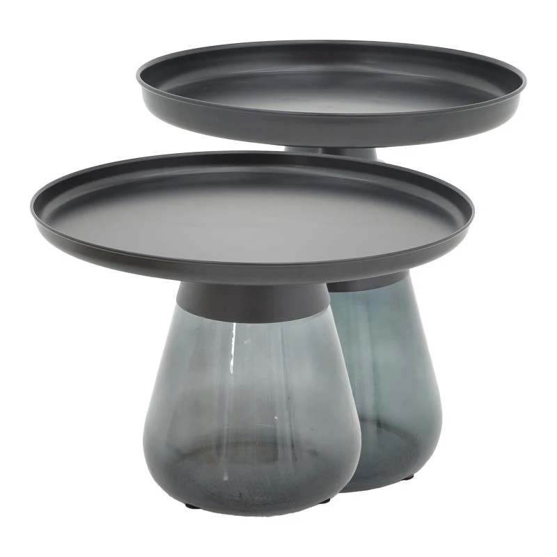 Τραπέζια σαλονιού Kunlo Inart σετ 2τεμ μαύρο μέταλλο-μαύρο γυαλί 2 Τραπέζια σαλονιού Kunlo Inart σετ 2τεμ μαύρο μέταλλο-μαύρο γυαλί - Image 2