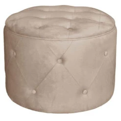 TRAVIS Σκαμπό Αποθηκευτικό, Ύφασμα Velure Φ60εκ H.45εκ Απόχρωση Cappuccino