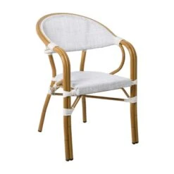 VEGERA Πολυθρόνα Dining 57x58x83εκ Αλουμίνιο Βαφή Φυσικό Textilene Εκρού, Στοιβαζόμενη