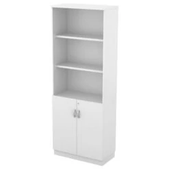 ΒΙΒΛΙΟΘΗΚΗ Γραφείου, 3 Ράφια - Ντουλάπι Δίφυλλο, 80x40x211εκ Απόχρωση Άσπρο