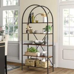 Βιβλιοθήκη Padrig Pakoworld καρυδί-μαύρο 72x34x180εκ