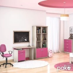 Βιβλιοθήκη παιδική σύνθετη Looney Pakoworld χρώμα Castillo-ροζ 80,5x36,5x183,5εκ