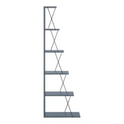 Βιβλιοθήκη Tars Pakoworld γκρι-μαύρο 60x24x146.5εκ