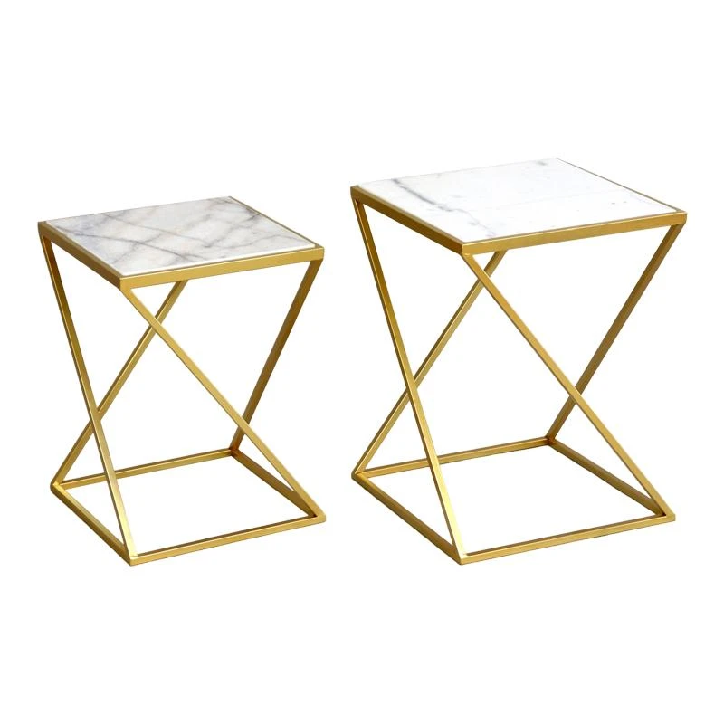 Βοηθητικά τραπεζάκια σαλονιού σετ 2τεμ Zoliene Inart χρυσό μέταλλο-λευκό μαρμάρου 2 Βοηθητικά τραπεζάκια σαλονιού σετ 2τεμ Zoliene Inart χρυσό μέταλλο-λευκό μαρμάρου - Image 2