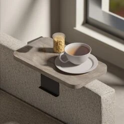 Βοηθητικό τραπεζάκι Linea I Pakoworld σε ανθρακί όψη μαρμάρουμε μαύρα μεταλλικά πόδια 20x35x10εκ