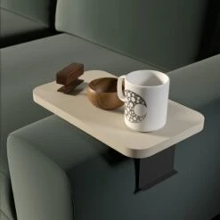 Βοηθητικό τραπεζάκι Linea I Pakoworld σε απόχρωση κρέμα με μαύρα μεταλλικά πόδια 20x35x10εκ