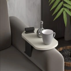 Βοηθητικό τραπεζάκι Linea Pakoworld σε απόχρωση κρέμα με μαύρα μεταλλικά πόδια 20x35x10εκ