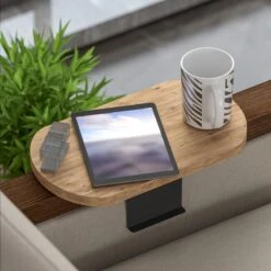 Βοηθητικό τραπεζάκι Linea Pakoworld σε Sonoma με μαύρα μεταλλικά πόδια 20x35x10εκ