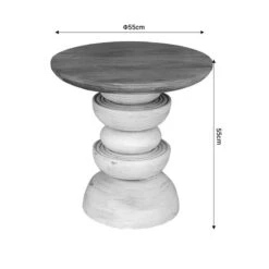 Βοηθητικό τραπέζι Gerardo Inart μασίφ ξύλο ακακίας σε λευκή απόχρωση Φ55x55εκ -Vougioukas voithitiko trapezi gerardo inart masiph ksilo akakias se leiki apochrosi ph55 55ek 3