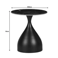 Βοηθητικό τραπέζι Kirkene Inart Sintered Stone σε απόχρωση μαύρο μαρμάρου με μαύρο μέταλλο Φ50x50εκ -Vougioukas voithitiko trapezi kirkene inart sintered stone se apochrosi mairo marmaroi me mairo metallo ph50 50ek 3