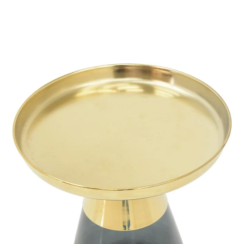 Βοηθητικό τραπέζι Kunlo Inart χρυσό χρώμιο-μαύρο γυαλί Φ50x53.5εκ 3 Βοηθητικό τραπέζι Kunlo Inart χρυσό χρώμιο-μαύρο γυαλί Φ50x53.5εκ - Image 3